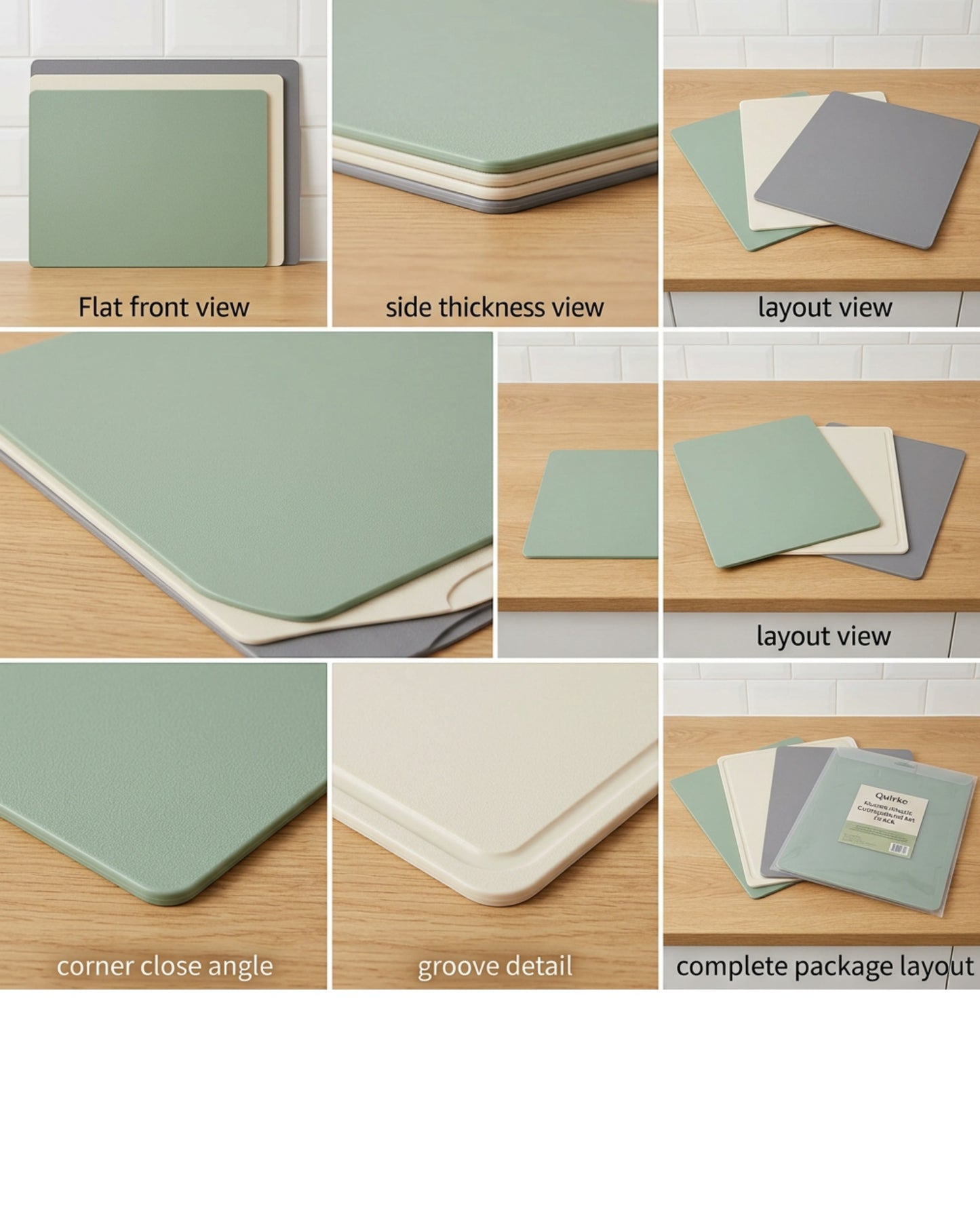 Quirke Flexible Plastic Cutting Board Set Sage 3 Pack